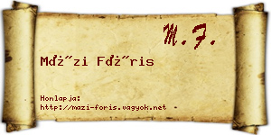 Mázi Fóris névjegykártya